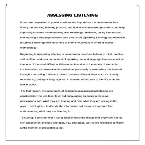 Assessing listening