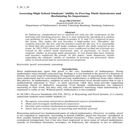 Assessing proving ability - CoSMEd 2013