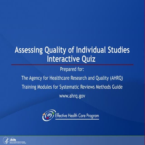 Assessing Quality of Individual Studies Quiz