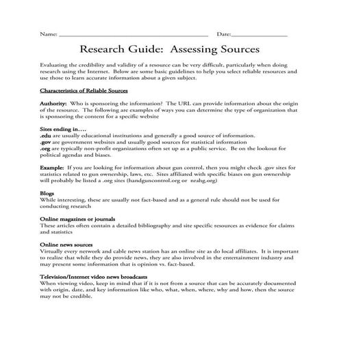 Assessing sources