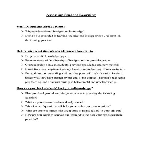 Assessing student learning