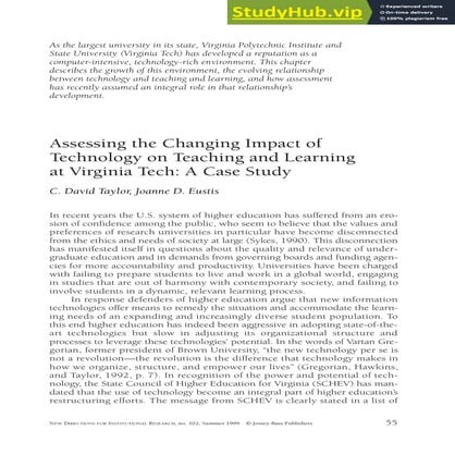 Assessing the Changing Impact of Technology on Teaching and Learning at Virgi...