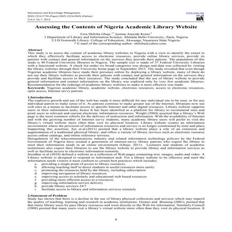 Assessing the contents of nigeria academic library website