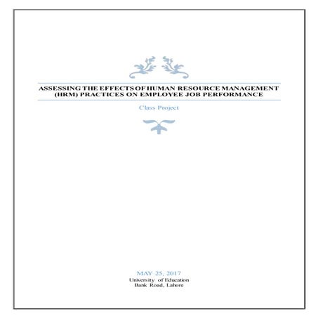 Assessing the effect of hrm practices in university of education