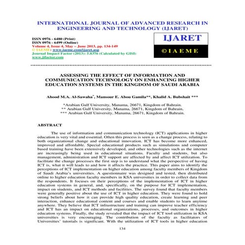 Assessing the effect of information and communication technology on enhancing