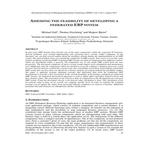Assessing the Feasibility of Developing a Federated ERP System