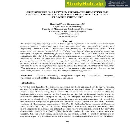 Assessing The Gap Between Integrated Reporting And Current Integrated ...