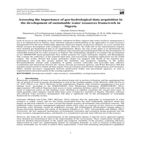 Assessing the importance of geo hydrological data acquisition in the developm...