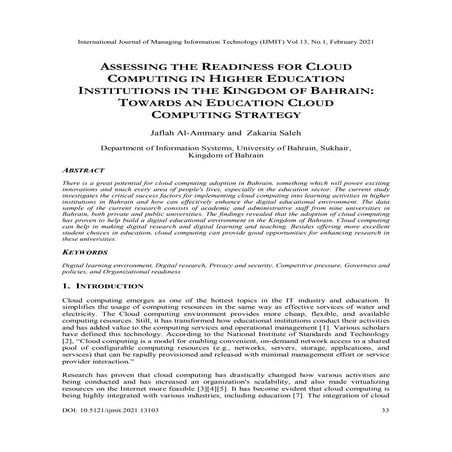Assessing the Readiness for Cloud Computing in Higher Education Institutions ...