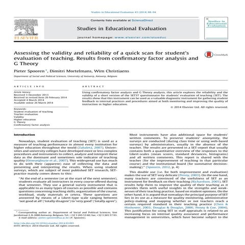 Assessing the validity and reliability