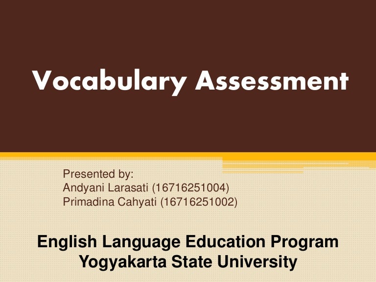 Assessing Vocabulary