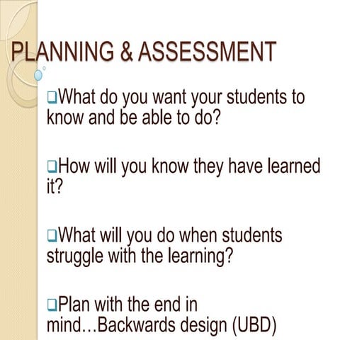 Assessment Session for New Teachers