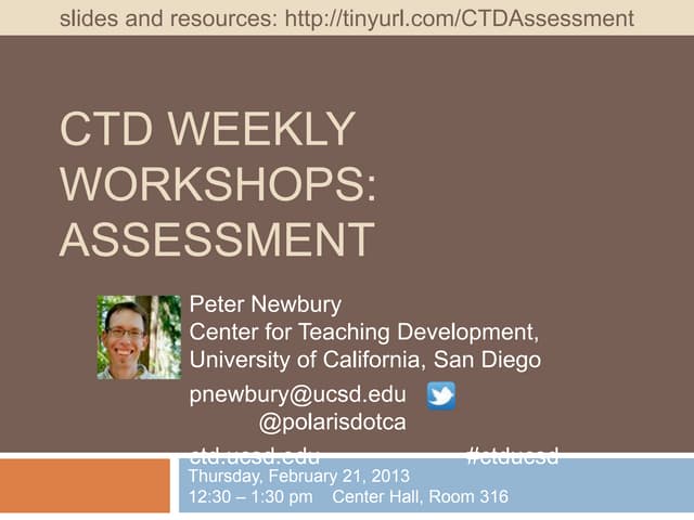 Wi13 Workshop: Assessment