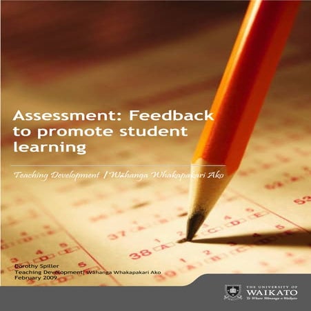 Assessment. feedback to promote effective learning