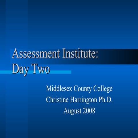 Assessment Institute August 22  2008