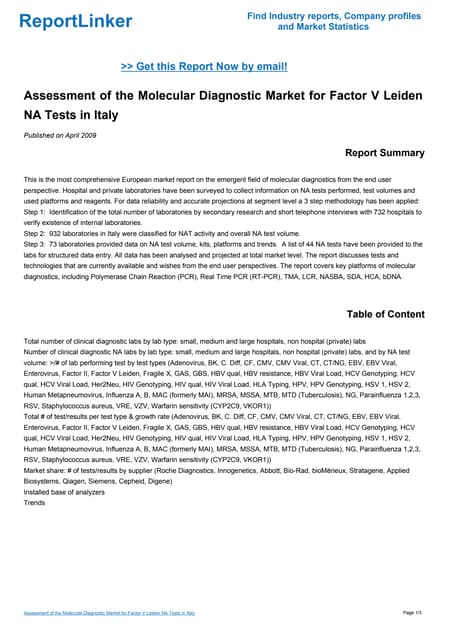 Assessment of the Molecular Diagnos...