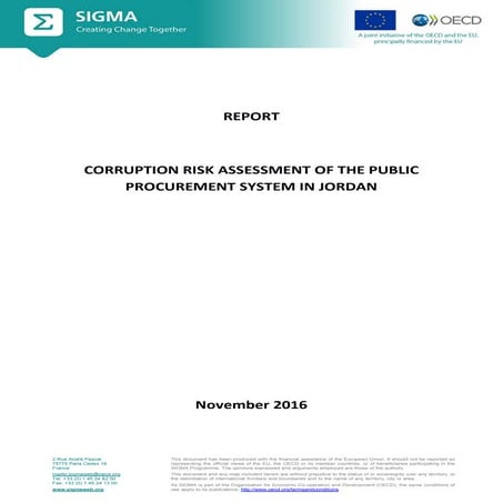 Report, Corruption risk assessment of public procurement in Jordan ...