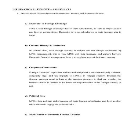 INTERNATIONAL FINANCE