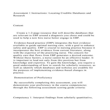 Assessment 1 Instructions Locating Credible Databases and Research .docx