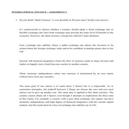 INTERNATIONAL FINANCE EXERCISES