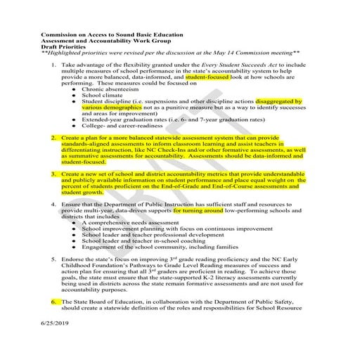 Assessment/accountability draft recommendations June