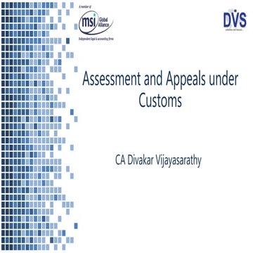Assessment and Appeals under Customs