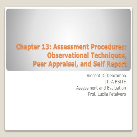 Assessment and Evaluation (Prof Ed.)