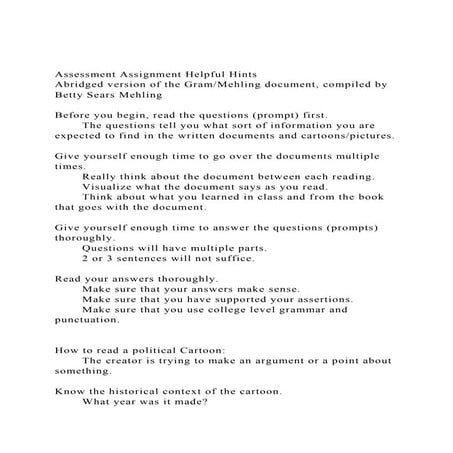 Assessment Assignment Helpful HintsAbridged version of the Gra.docx