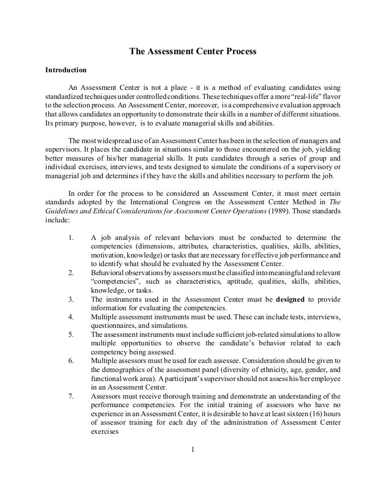 Assessment Center Process