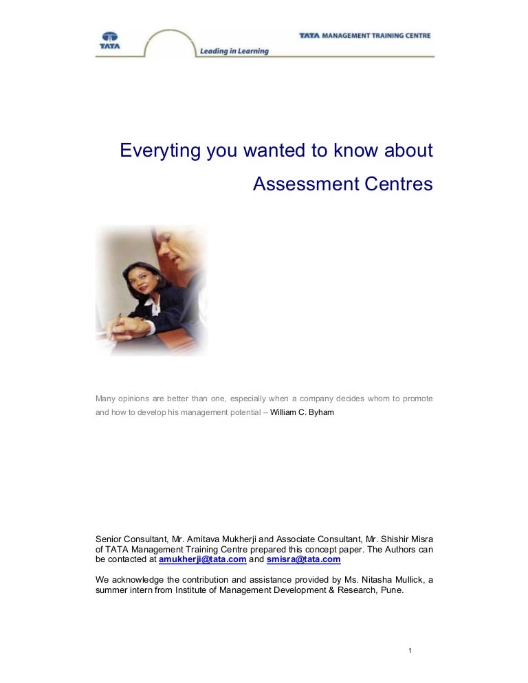 Assessment Centre Concept