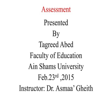 Assessment  dr. asmma'