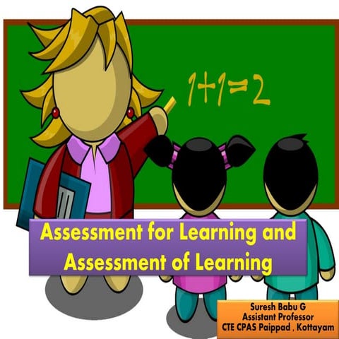 Assessment for Learning, Assessment as Learning and Assessment of Learning