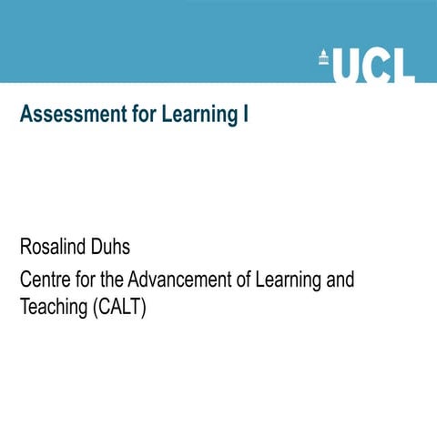Assessment for Learning I