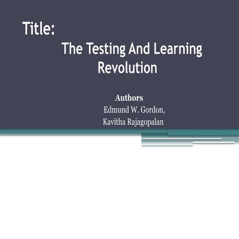 assessment Gordon commission. (Edmund W. Gordon)
