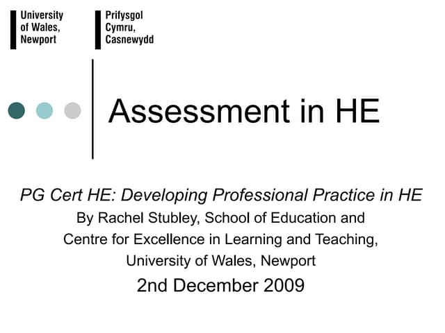 Assessment in Higher Education