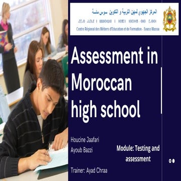 Assessment in Moroccan high school