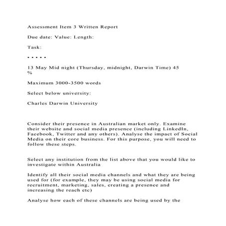 Assessment Item 3 Written Reportdue Date Value Lengthtask Docx