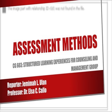 Assessment methods