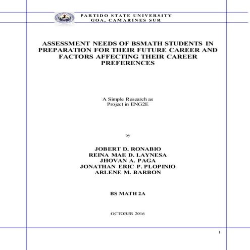 Assessment needs of bsmath students in preparation for their future career an...