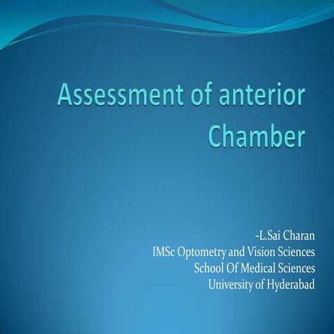 Assessment of anterior chamber