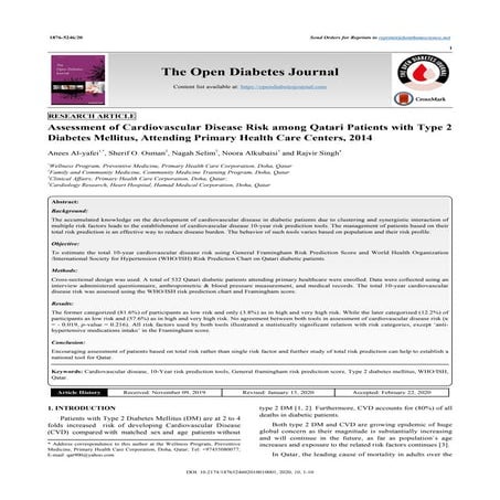 Assessment of cardiovascular disease risk among qatari patients with type 2 p...
