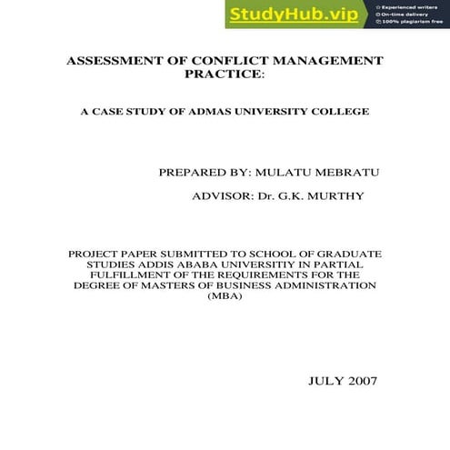 ASSESSMENT OF CONFLICT MANAGEMENT PRACTICE | PDF