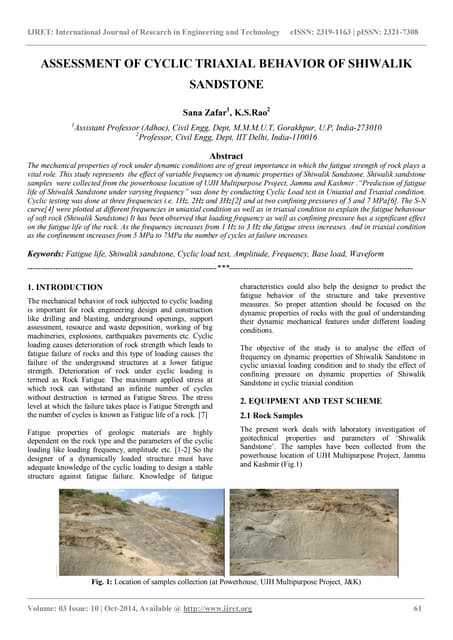 Assessment of cyclic triaxial behavior of shiwalik sandstone