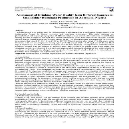 Assessment of drinking water quality from different sources in ...