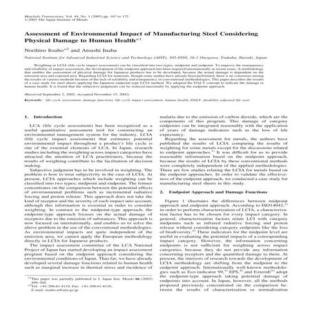 Assessment of environmental impact of manufacturing steel considering | PDF