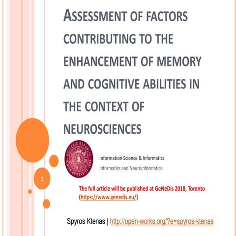 Assessment of factors contributing to the enhancement of memory and cognitive...