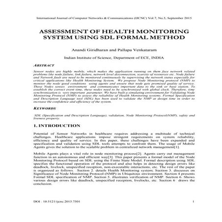 Assessment of health monitoring