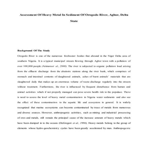 Assessment Of Heavy Metal In Sediment Of Orogodo River, Agbor, Delta State.docx
