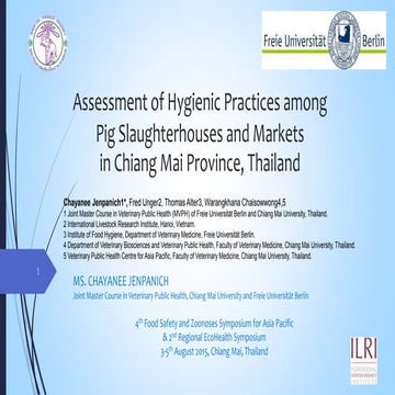 Assessment of hygienic practices among pig slaughterhouses and markets in Chi...