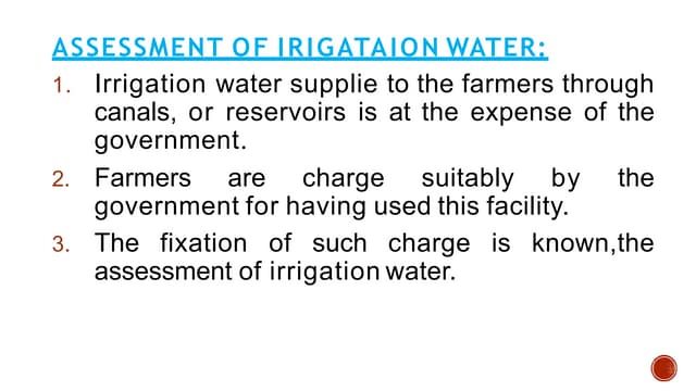 Assessment of irrigation